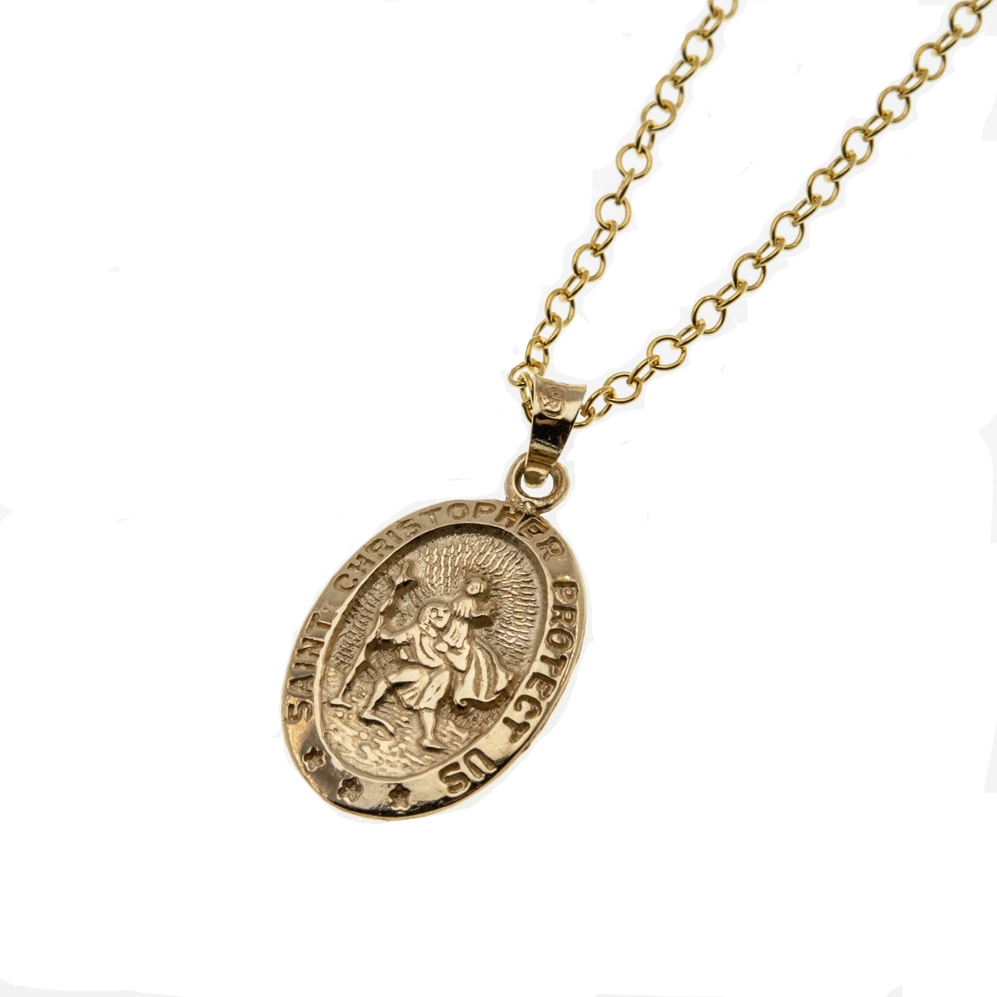 Oval Saint Christopher Protection Necklace Charm in Sterling Silver | Banter